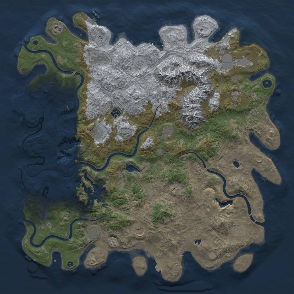 Rust Map: Procedural Map, Size: 5000, Seed: 1924855424, 17 Monuments
