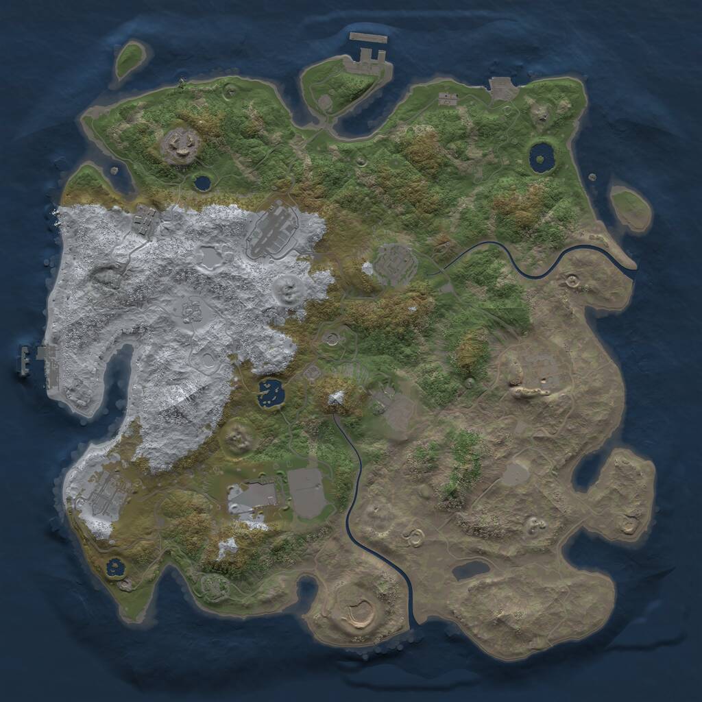Rust Map: Procedural Map, Size: 3750, Seed: 26725633, 16 Monuments