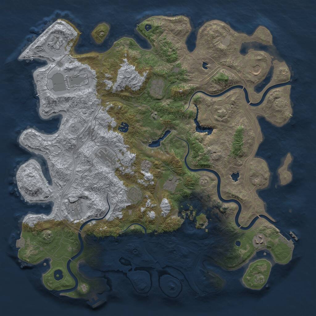 Rust Map: Procedural Map, Size: 4621, Seed: 483934412, 17 Monuments
