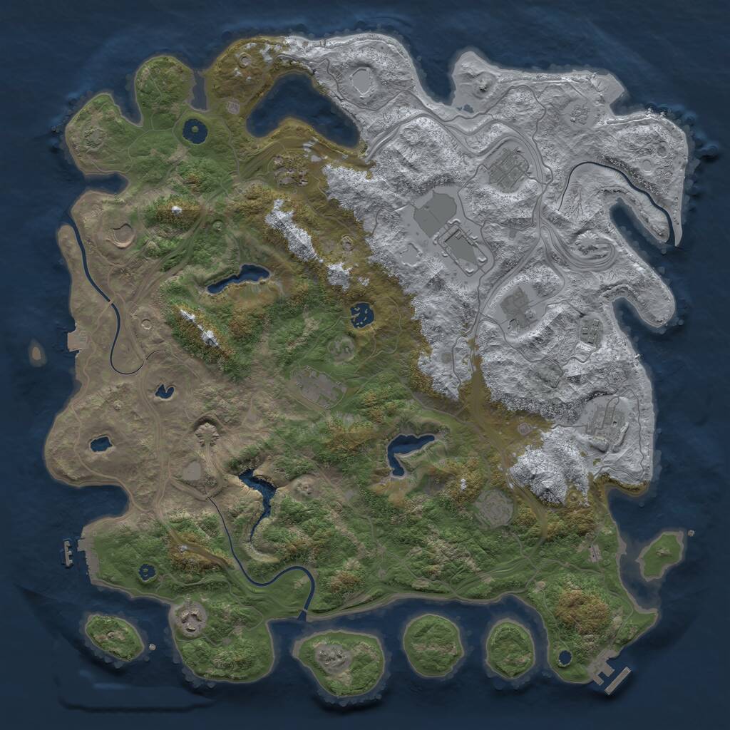 Rust Map: Procedural Map, Size: 4500, Seed: 689657726, 17 Monuments