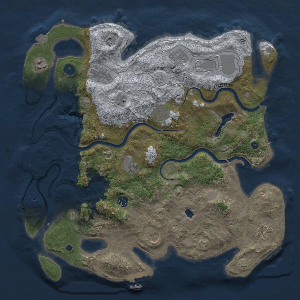 Rust Map: Procedural Map, Size: 4000, Seed: 826394, 16 Monuments