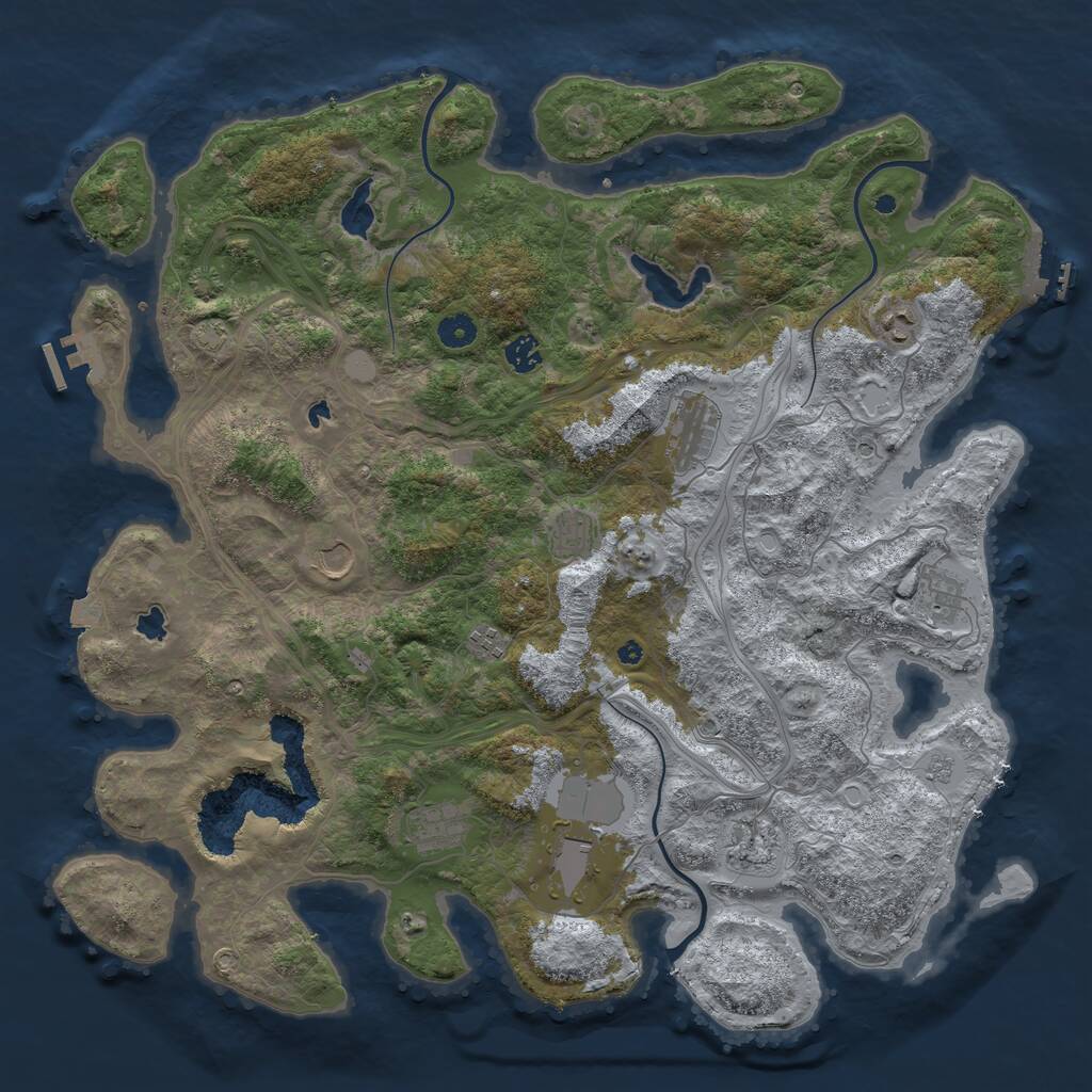 Rust Map: Procedural Map, Size: 4500, Seed: 755256682, 16 Monuments