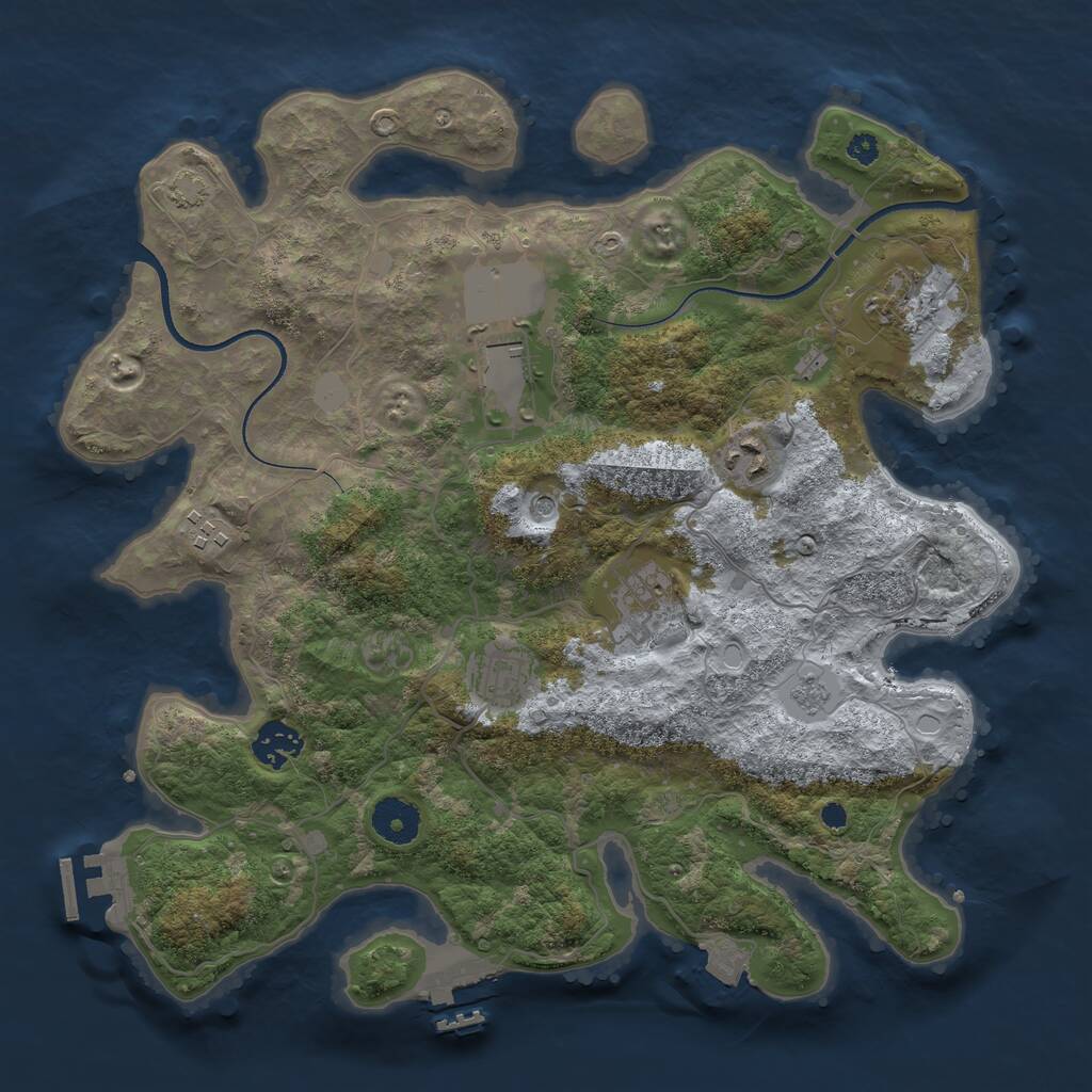 Rust Map: Procedural Map, Size: 3500, Seed: 832289680, 13 Monuments