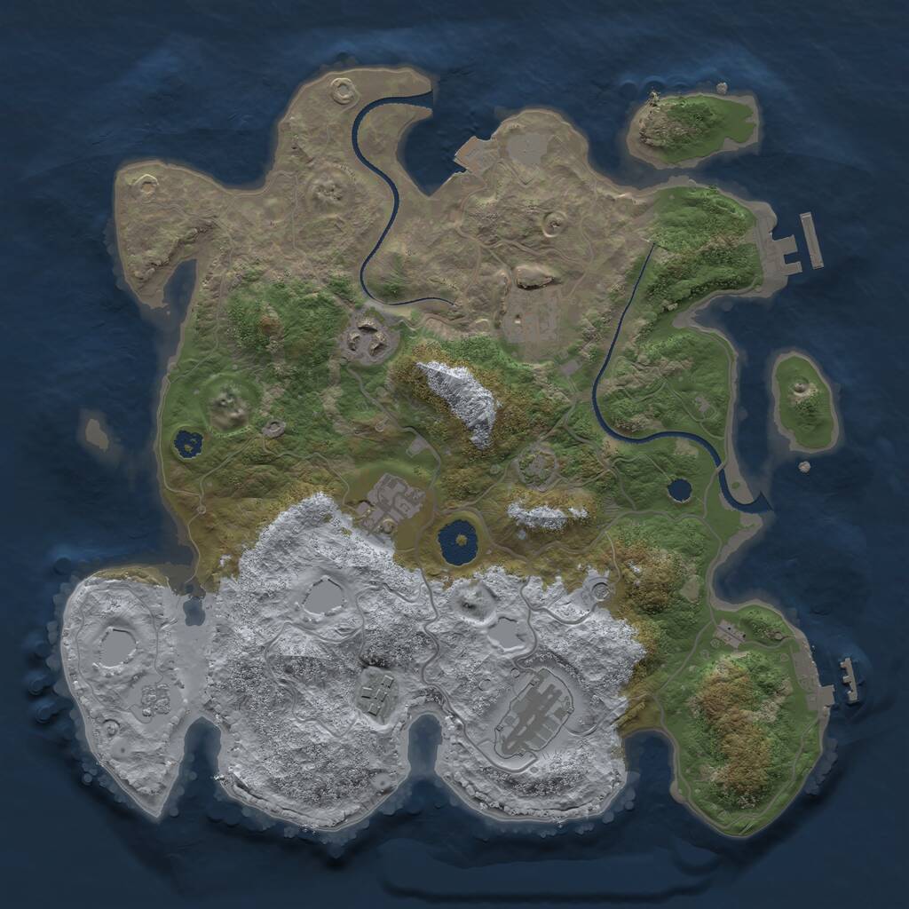 Rust Map: Procedural Map, Size: 3250, Seed: 37, 11 Monuments