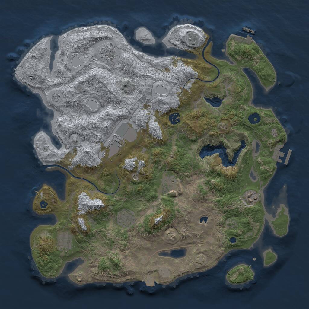 Rust Map: Procedural Map, Size: 4000, Seed: 2127673005, 14 Monuments
