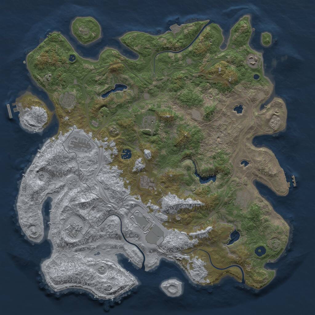 Rust Map: Procedural Map, Size: 4500, Seed: 407611832, 16 Monuments