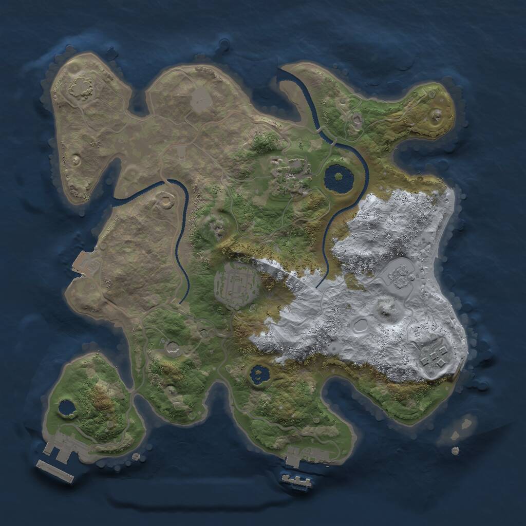 Rust Map: Procedural Map, Size: 2700, Seed: 41351224, 9 Monuments