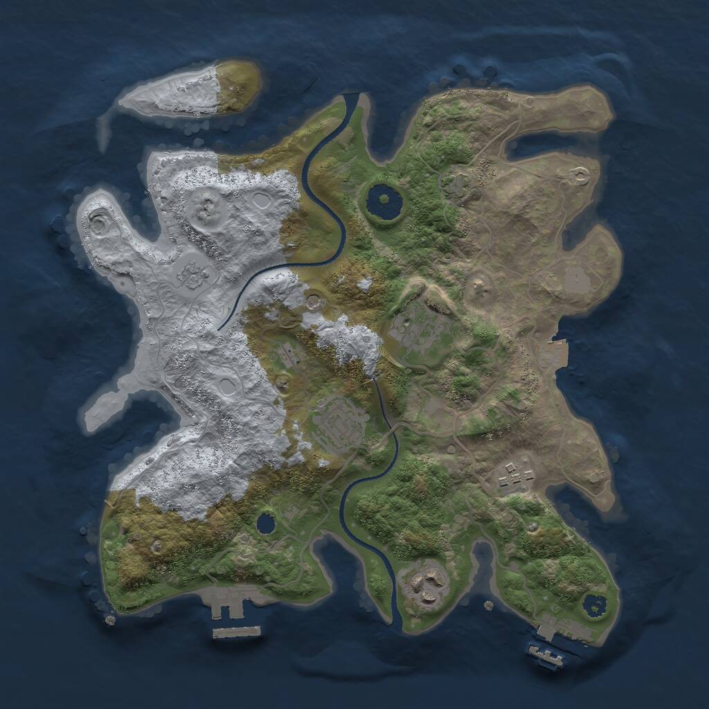 Rust Map: Procedural Map, Size: 3000, Seed: 4044, 10 Monuments