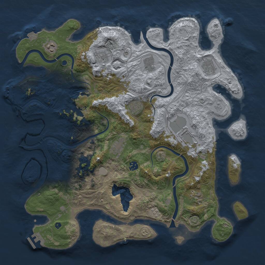 Rust Map: Procedural Map, Size: 4250, Seed: 1371367186, 16 Monuments