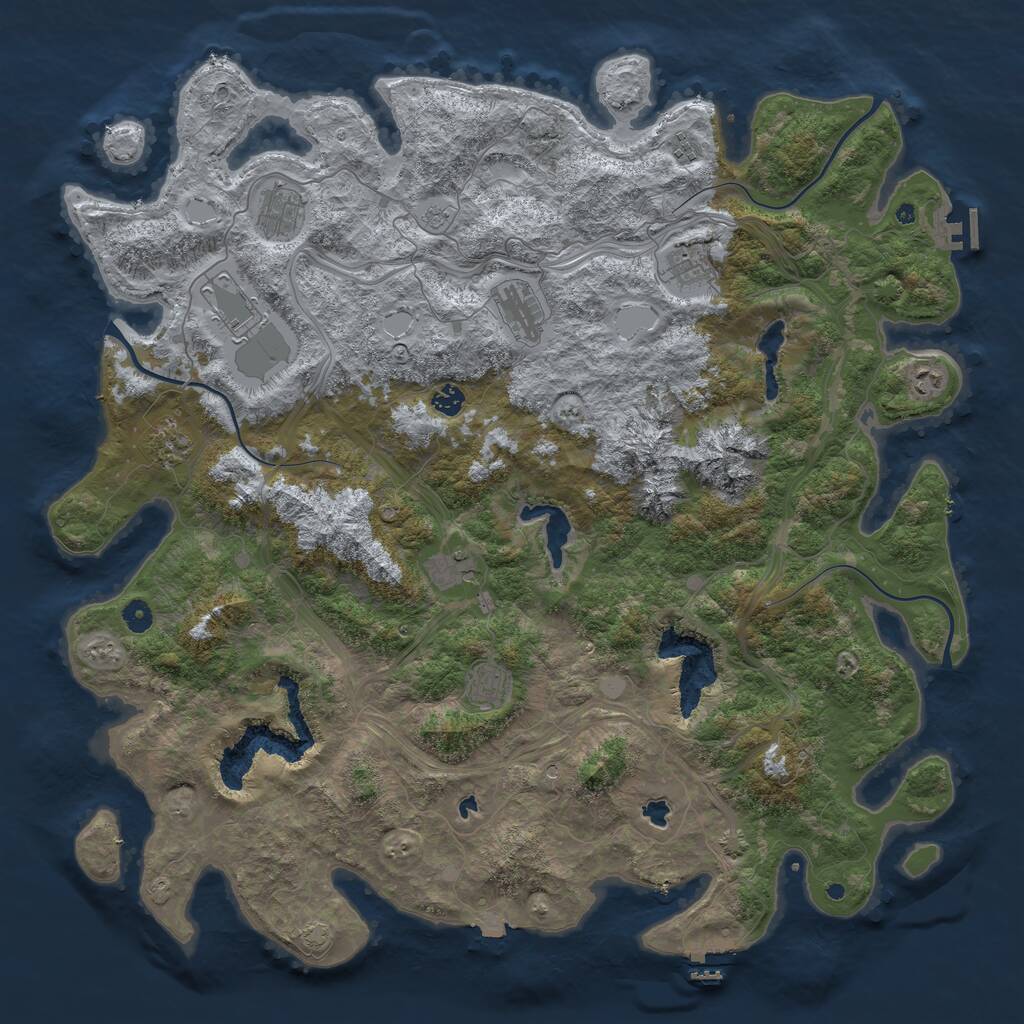 Rust Map: Procedural Map, Size: 5000, Seed: 908123557, 16 Monuments