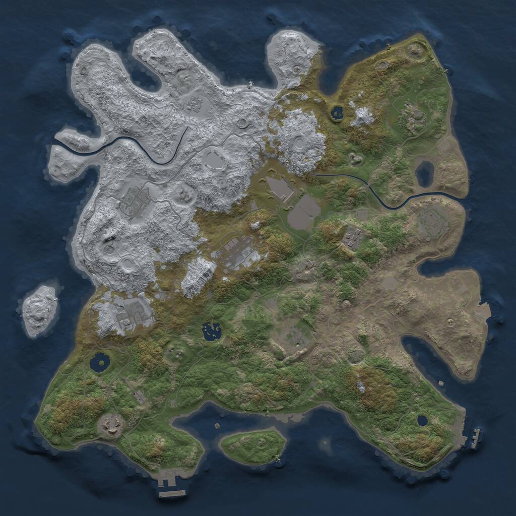 Rust Map: Procedural Map, Size: 3950, Seed: 666238705, 16 Monuments