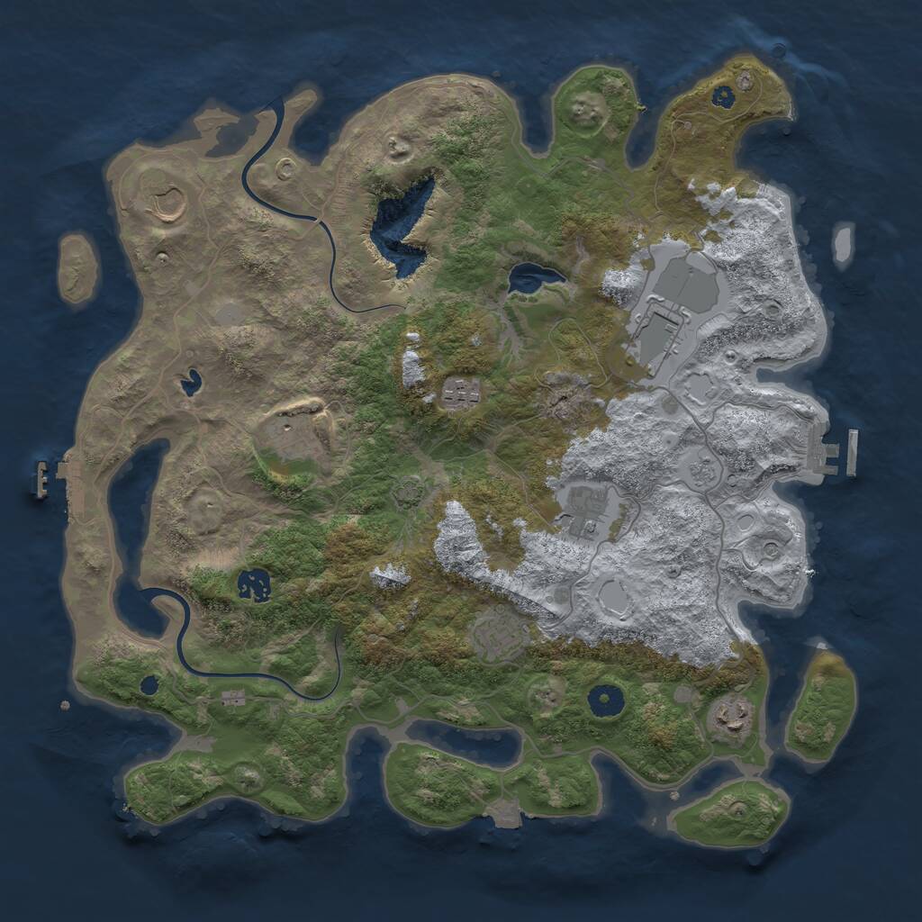 Rust Map: Procedural Map, Size: 4000, Seed: 72727272, 14 Monuments