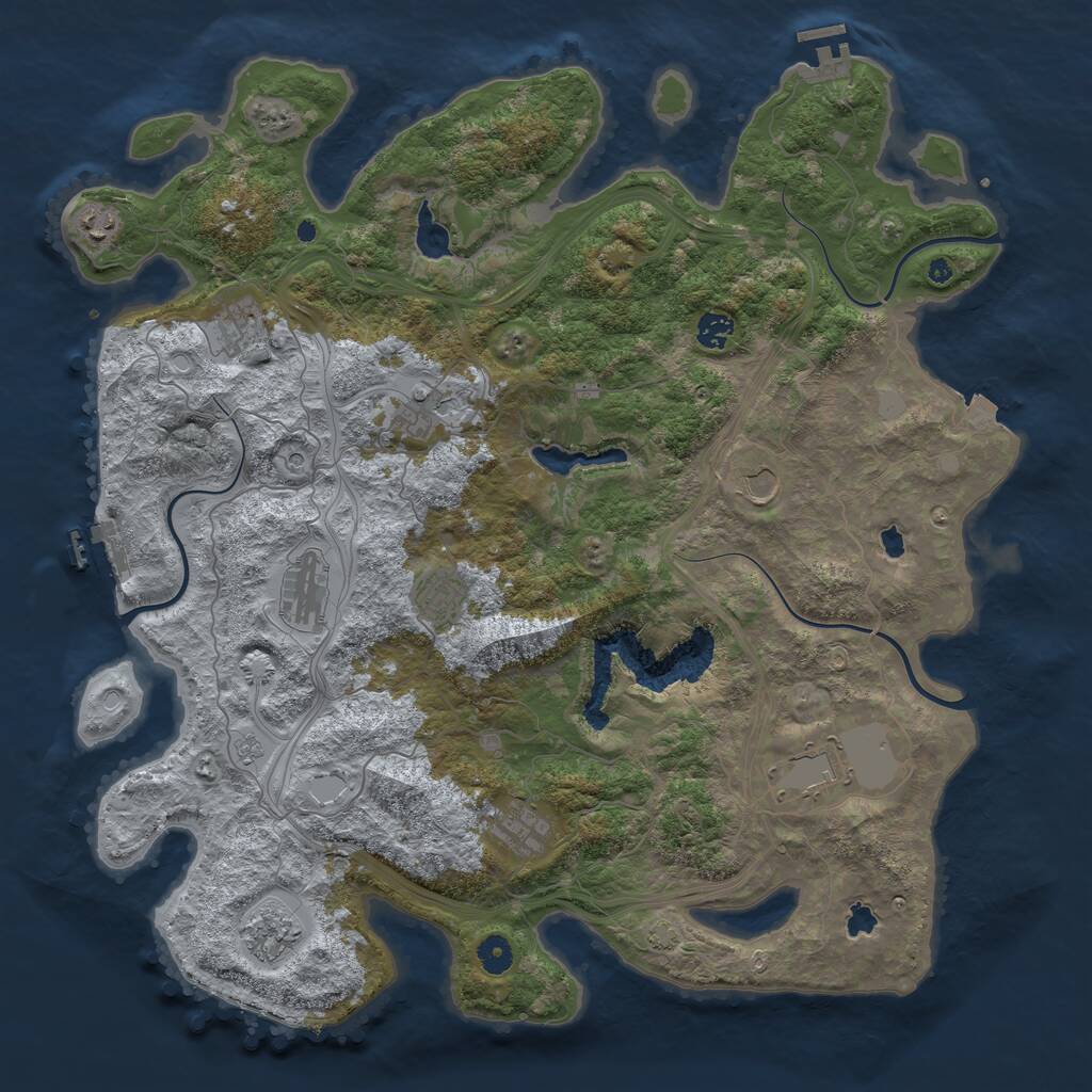 Rust Map: Procedural Map, Size: 4500, Seed: 2136098277, 16 Monuments