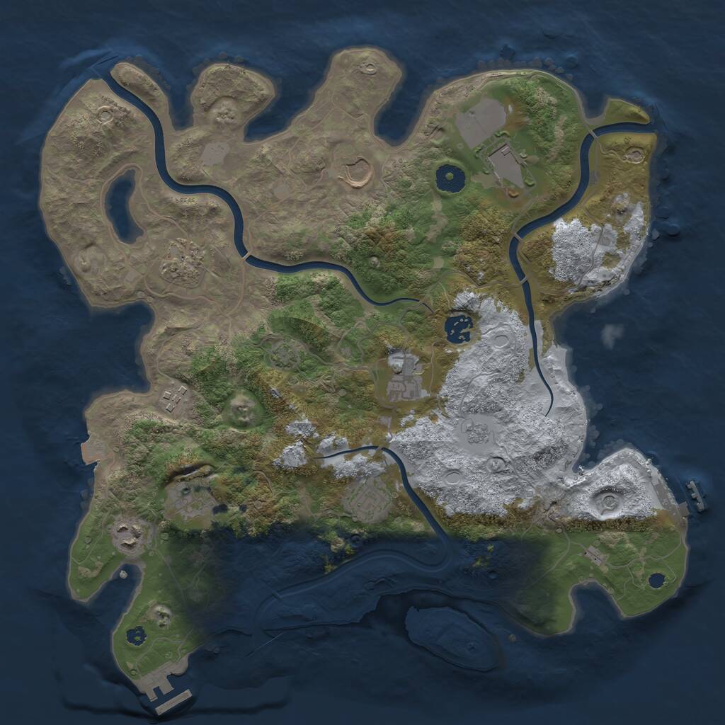 Rust Map: Procedural Map, Size: 3750, Seed: 599872204, 15 Monuments