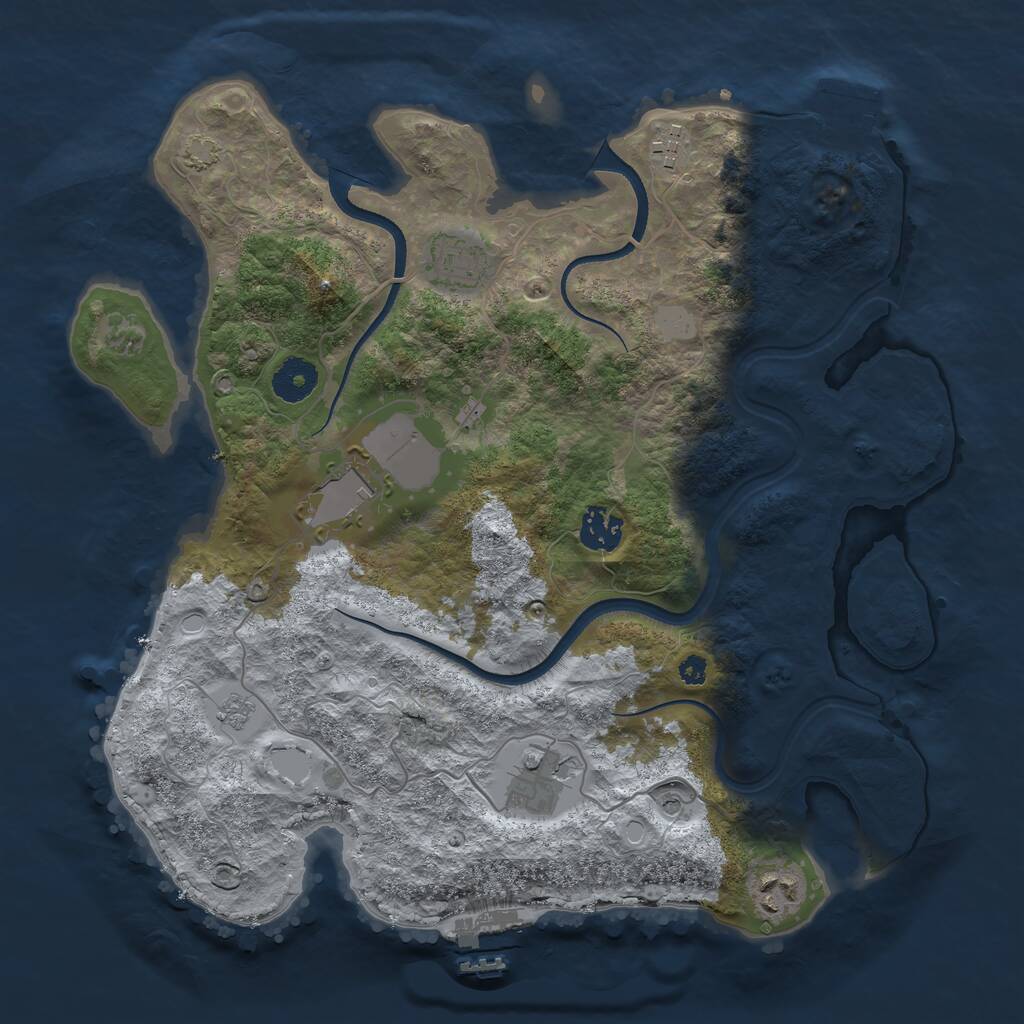 Rust Map: Procedural Map, Size: 3500, Seed: 743812444, 12 Monuments