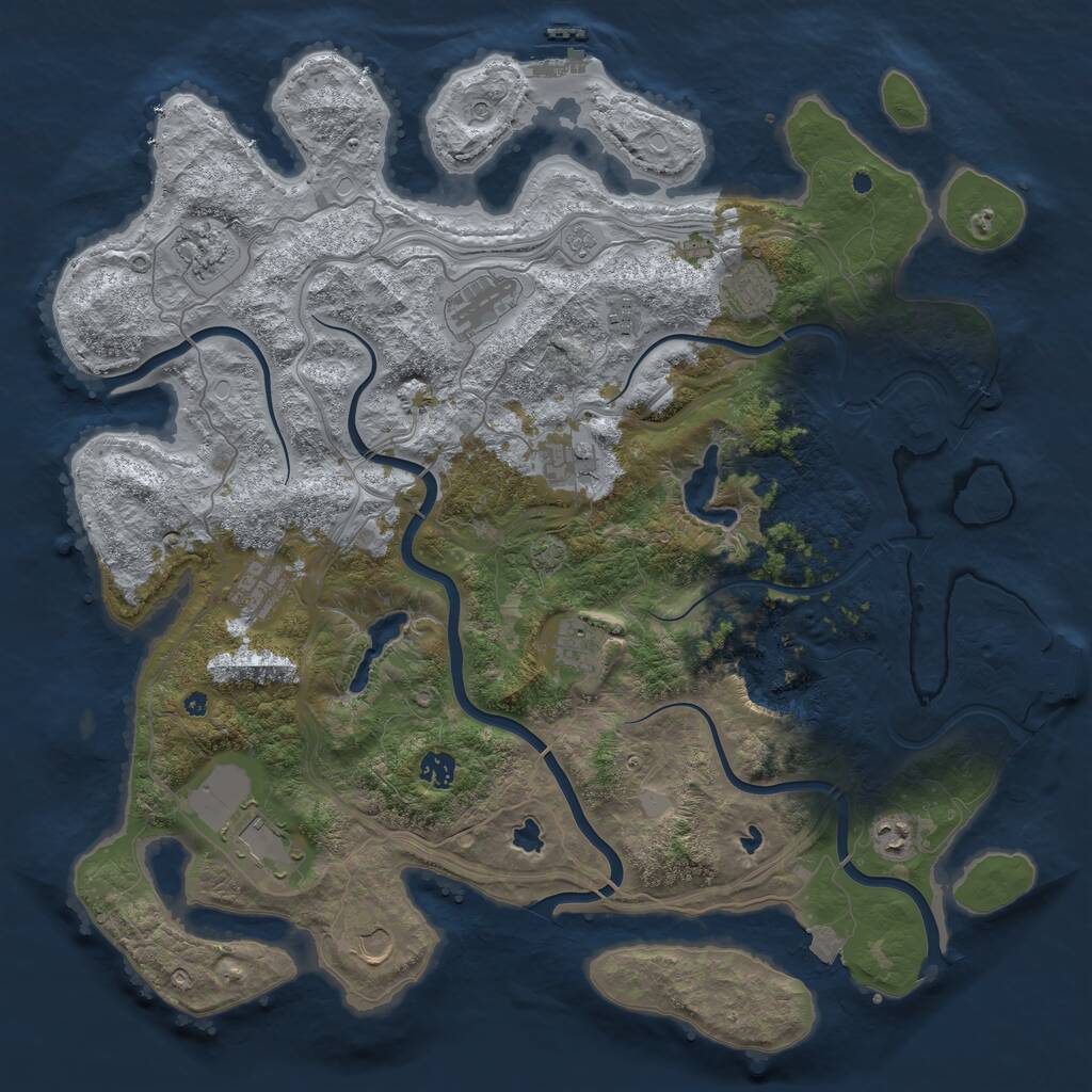 Rust Map: Procedural Map, Size: 4500, Seed: 1938982713, 17 Monuments