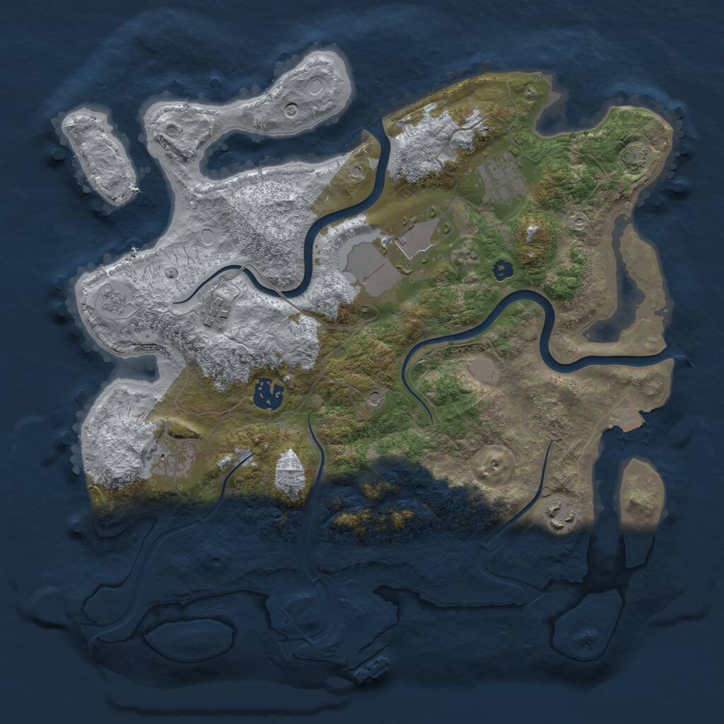 Rust Map: Procedural Map, Size: 3500, Seed: 885183535, 11 Monuments