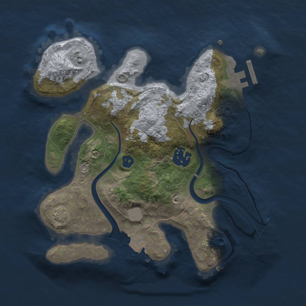 Rust Map: Procedural Map, Size: 2500, Seed: 839, 4 Monuments