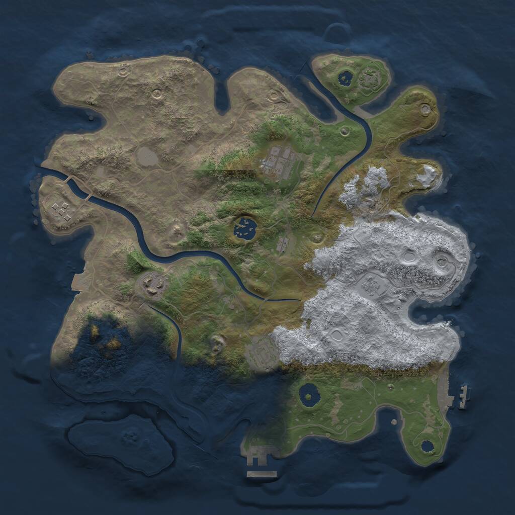 Rust Map: Procedural Map, Size: 3500, Seed: 644898240, 11 Monuments