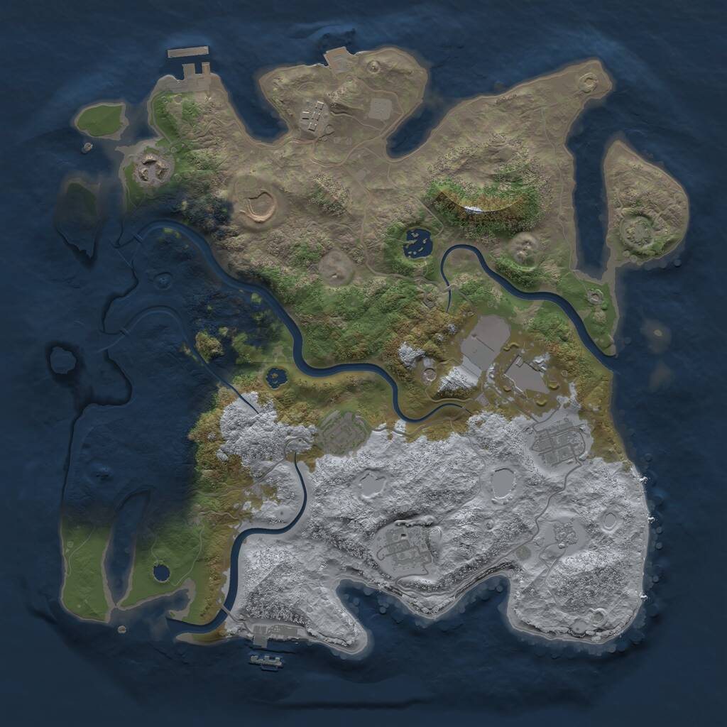 Rust Map: Procedural Map, Size: 3600, Seed: 2052025, 14 Monuments