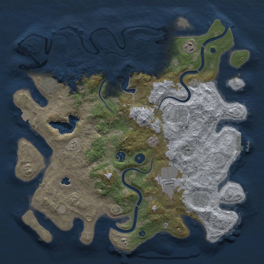 Rust Map: Procedural Map, Size: 4000, Seed: 839128725, 12 Monuments
