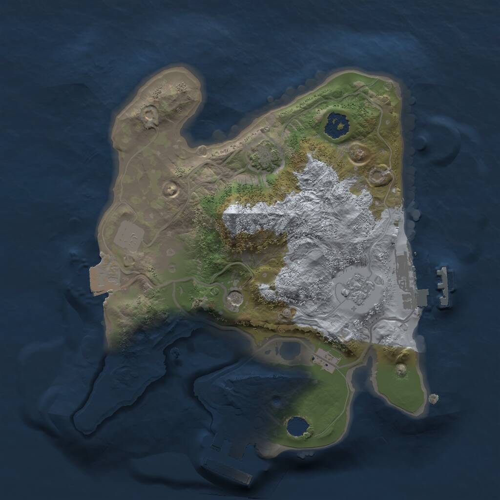Rust Map: Procedural Map, Size: 2000, Seed: 51238, 6 Monuments