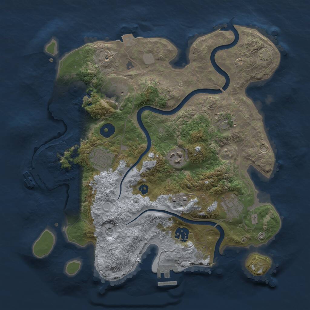 Rust Map: Procedural Map, Size: 3250, Seed: 1942578983, 12 Monuments