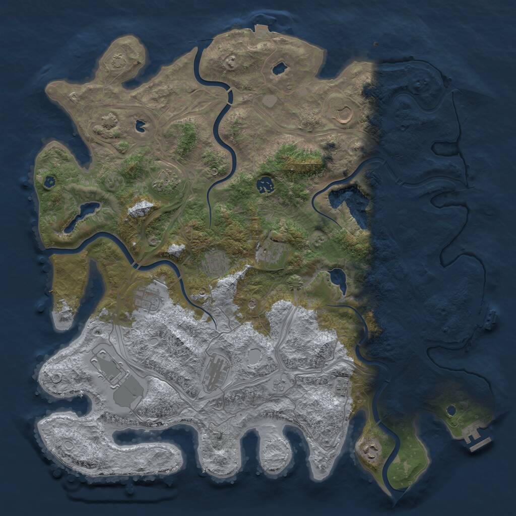 Rust Map: Procedural Map, Size: 4500, Seed: 238563395, 16 Monuments