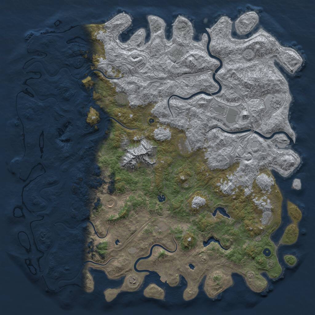 Rust Map: Procedural Map, Size: 6000, Seed: 233299078, 17 Monuments