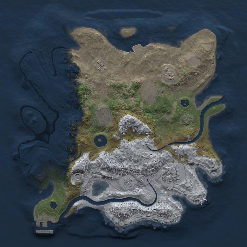 Rust Map: Procedural Map, Size: 3000, Seed: 1580560440, 9 Monuments