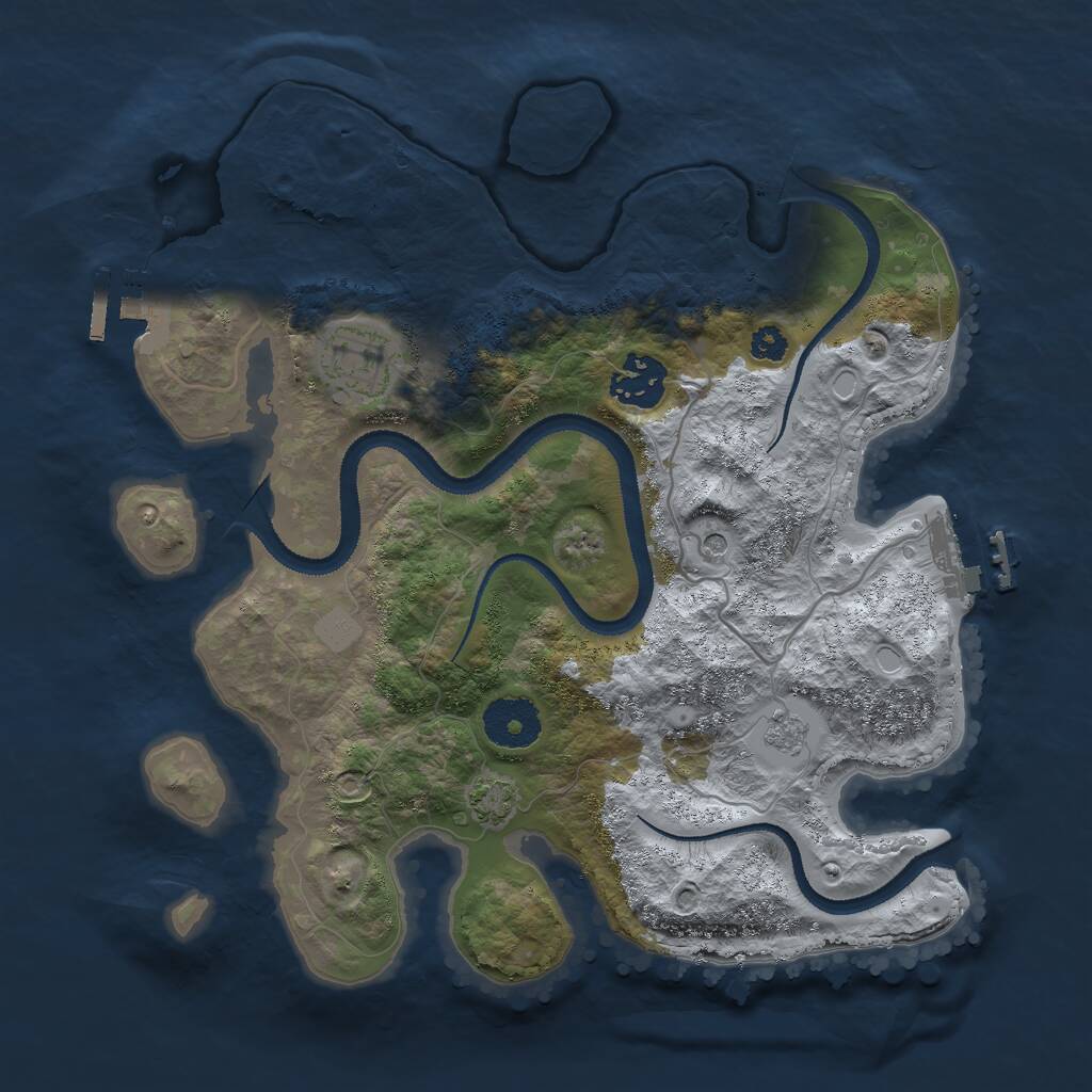 Rust Map: Procedural Map, Size: 3000, Seed: 6845, 8 Monuments