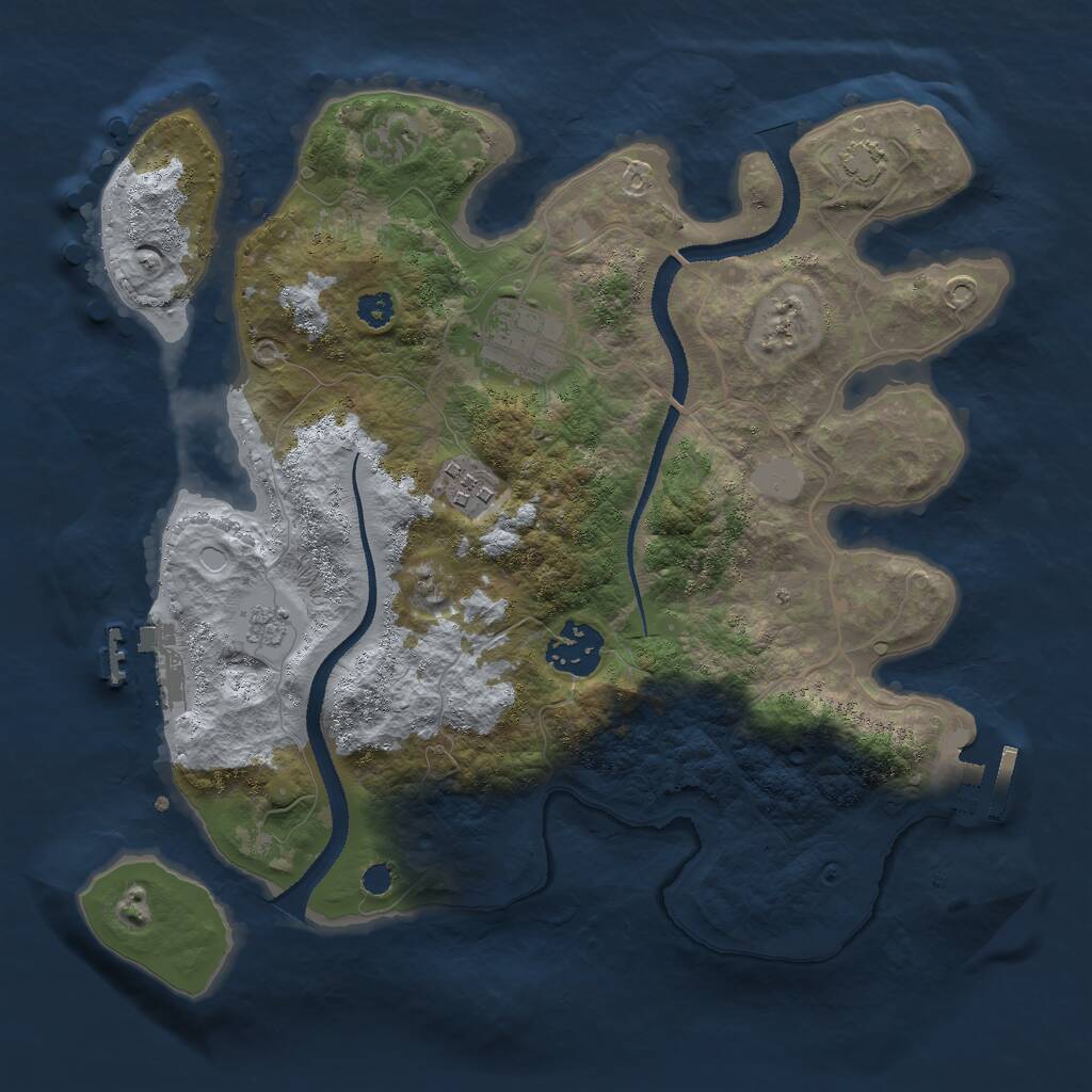 Rust Map: Procedural Map, Size: 3000, Seed: 776258498, 8 Monuments