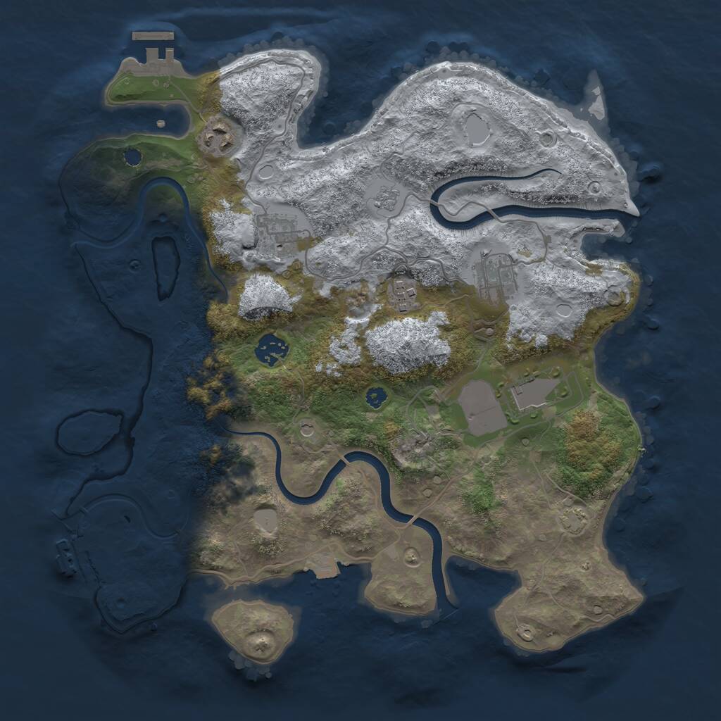 Rust Map: Procedural Map, Size: 3500, Seed: 2054971437, 12 Monuments