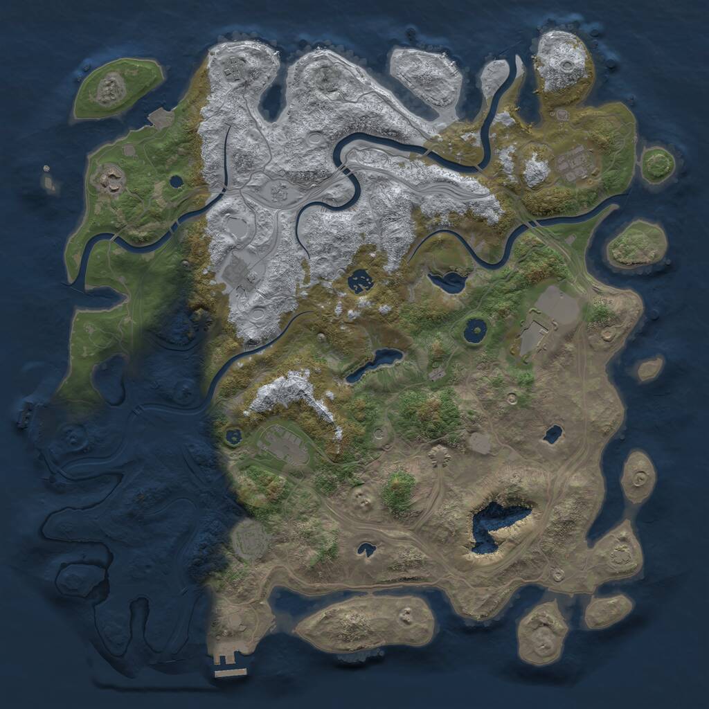 Rust Map: Procedural Map, Size: 4500, Seed: 751034321, 14 Monuments