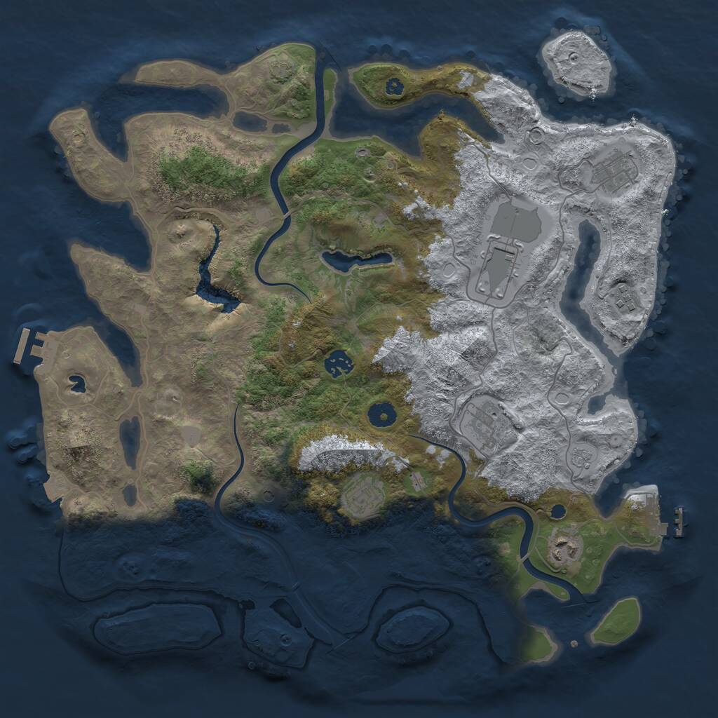 Rust Map: Procedural Map, Size: 4000, Seed: 714589266, 13 Monuments