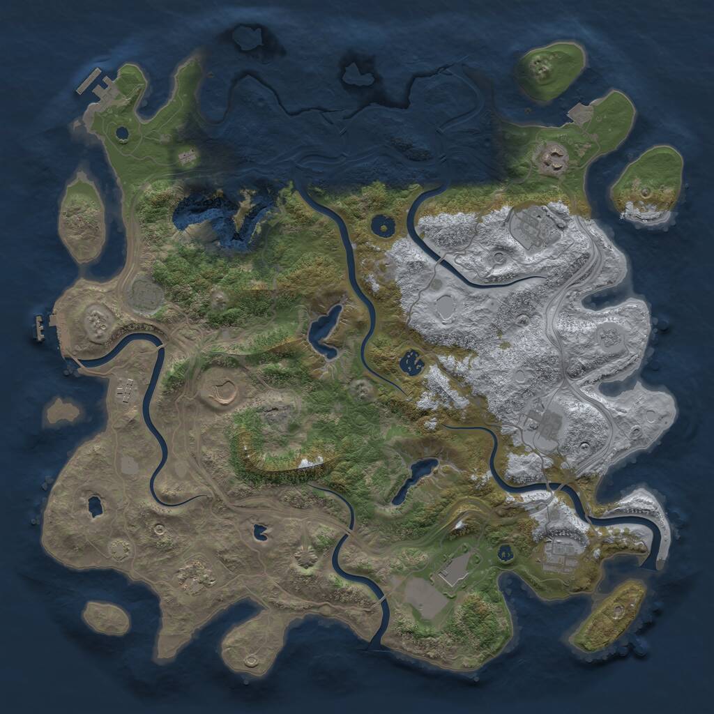 Rust Map: Procedural Map, Size: 4500, Seed: 703023538, 16 Monuments