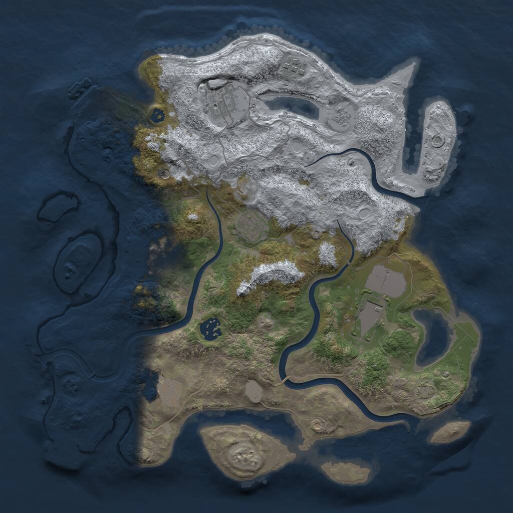 Rust Map: Procedural Map, Size: 3500, Seed: 5000033, 13 Monuments