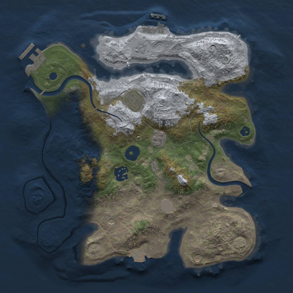 Rust Map: Procedural Map, Size: 3000, Seed: 31064, 9 Monuments