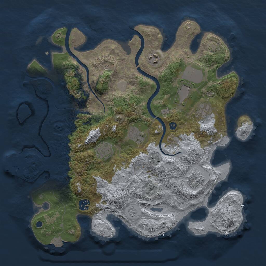 Rust Map: Procedural Map, Size: 3500, Seed: 261853610, 13 Monuments