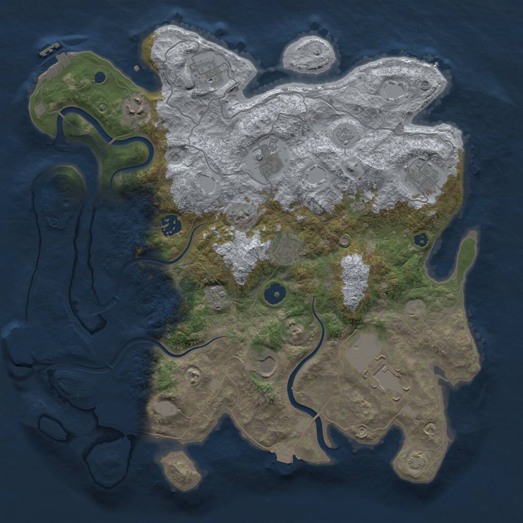 Rust Map: Procedural Map, Size: 3750, Seed: 729691475, 15 Monuments
