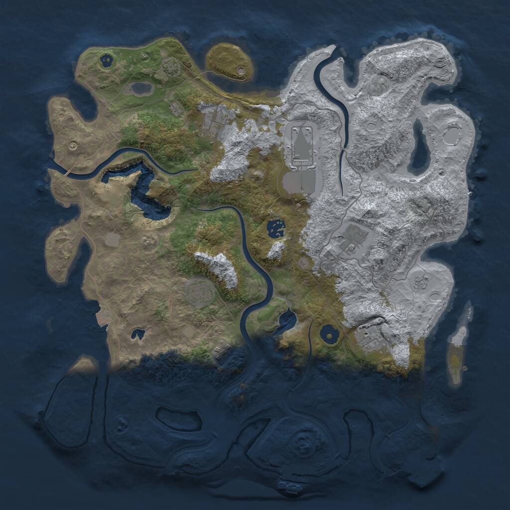 Rust Map: Procedural Map, Size: 4000, Seed: 528965357, 12 Monuments