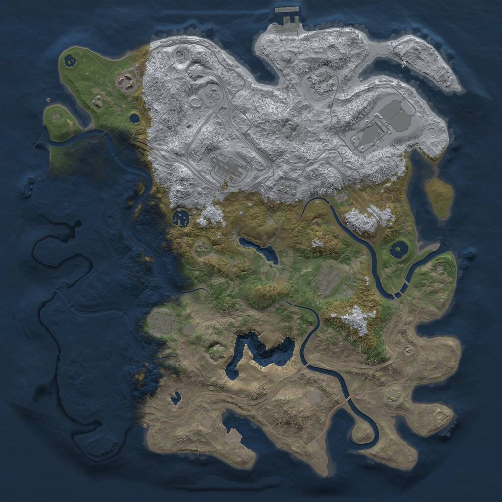 Rust Map: Procedural Map, Size: 4250, Seed: 825892224, 14 Monuments