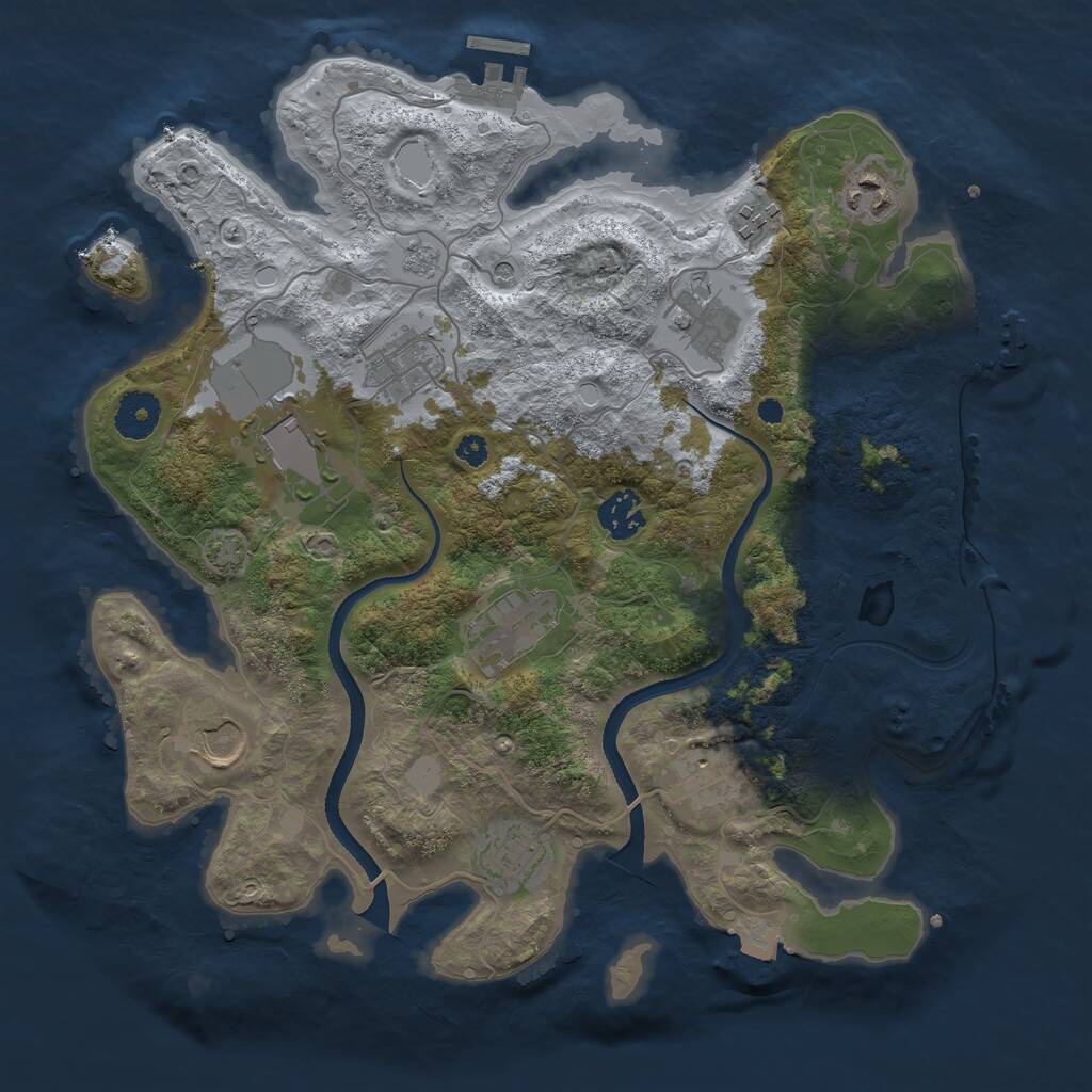 Rust Map: Procedural Map, Size: 3500, Seed: 337453174, 16 Monuments