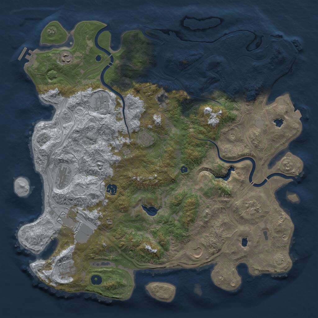 Rust Map: Procedural Map, Size: 4500, Seed: 697274716, 17 Monuments