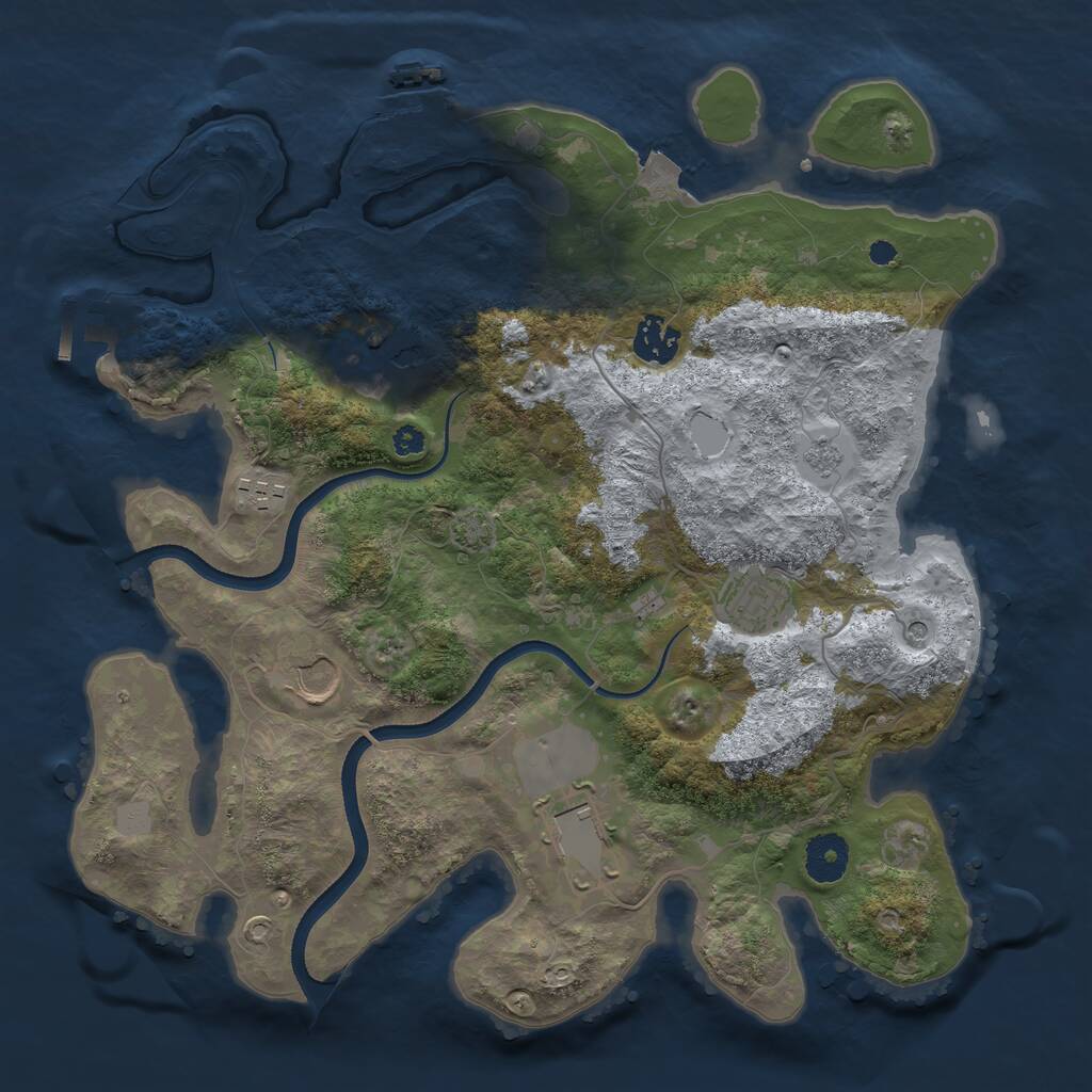 Rust Map: Procedural Map, Size: 3500, Seed: 1094768458, 12 Monuments