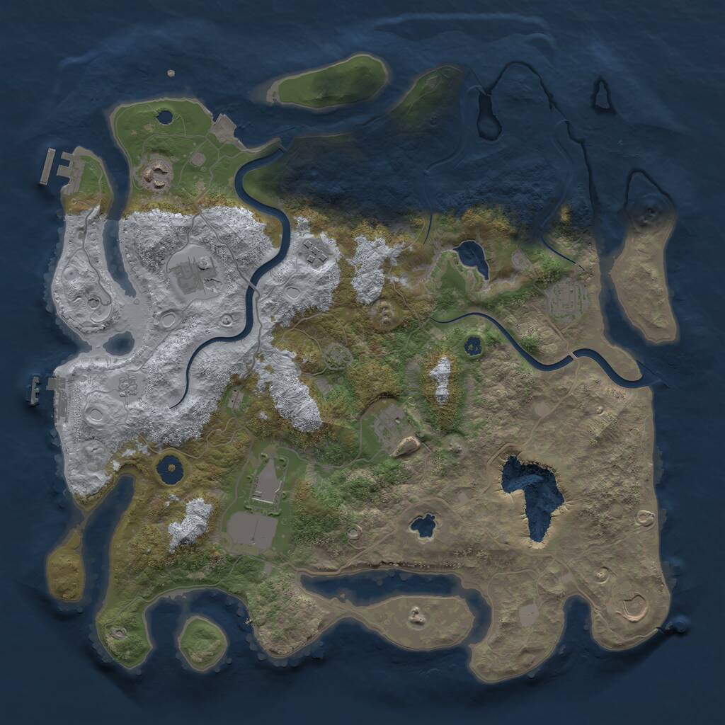 Rust Map: Procedural Map, Size: 4000, Seed: 79361385, 13 Monuments