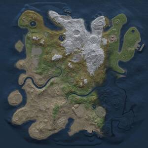 Thumbnail Rust Map: Procedural Map, Size: 3750, Seed: 645366941, 14 Monuments