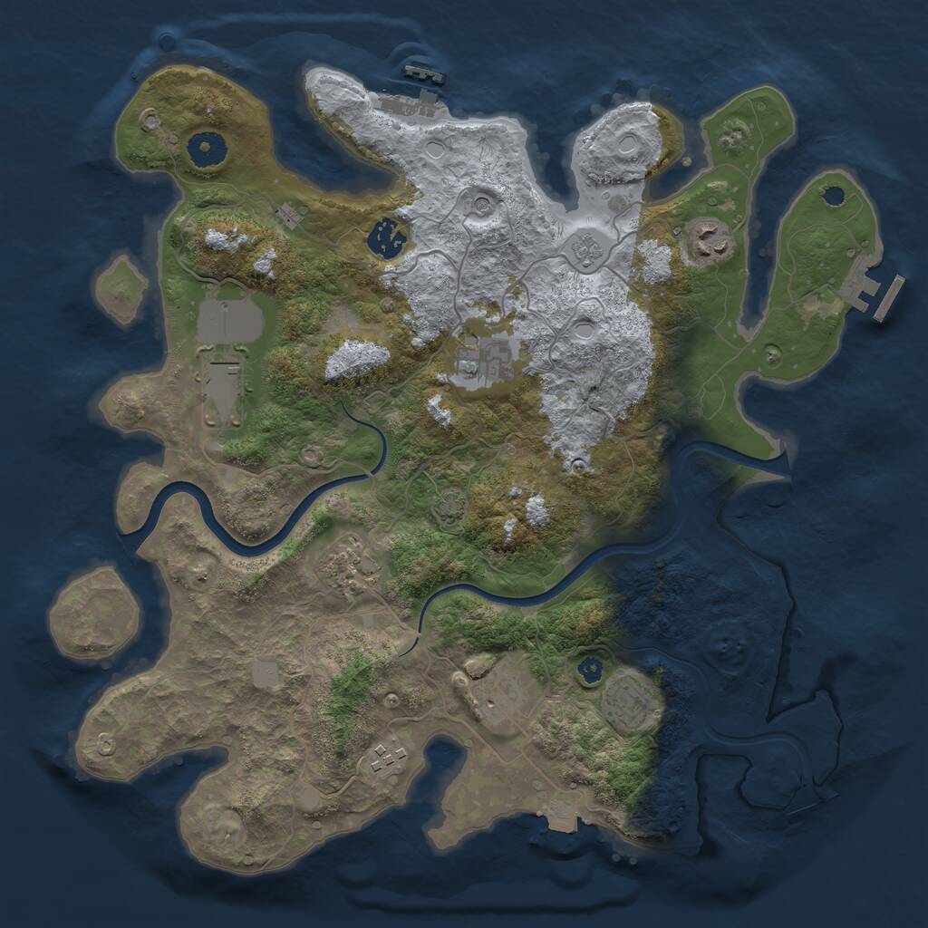Rust Map: Procedural Map, Size: 3750, Seed: 645366941, 14 Monuments