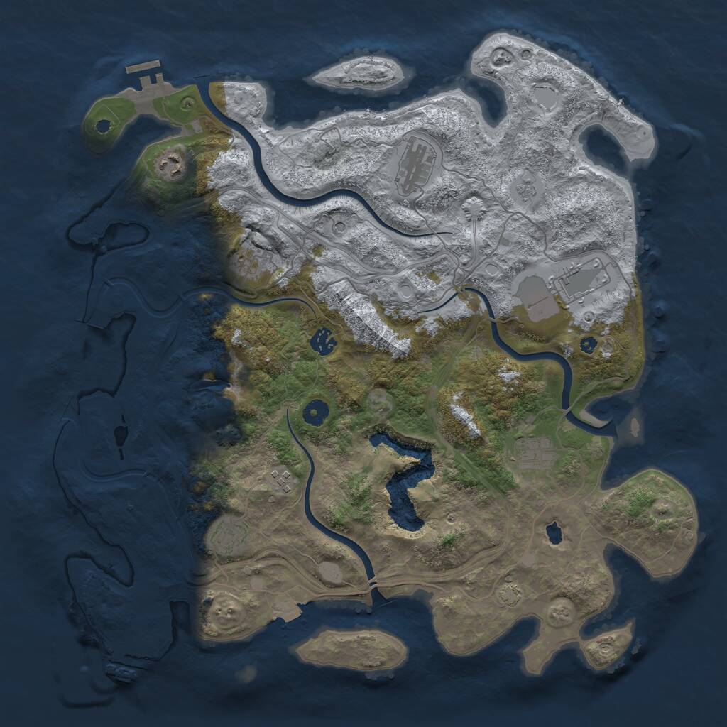 Rust Map: Procedural Map, Size: 4250, Seed: 1886973667, 14 Monuments