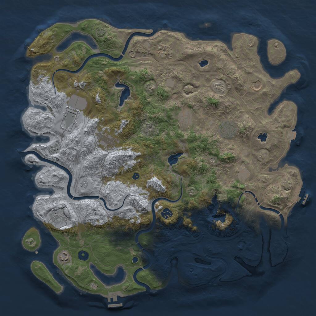 Rust Map: Procedural Map, Size: 4500, Seed: 446797312, 17 Monuments